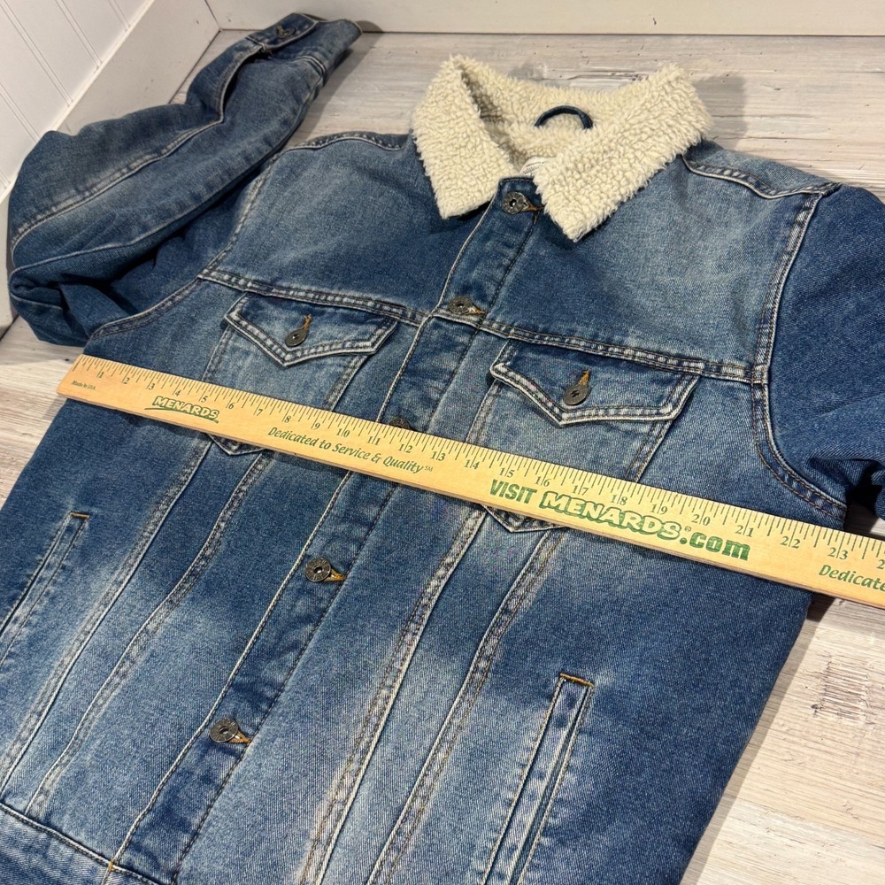 True Craft Sherpa Lined Denim Jean Trucker Men's Sz M Jacket Long Sleeve - Picture 6 of 9